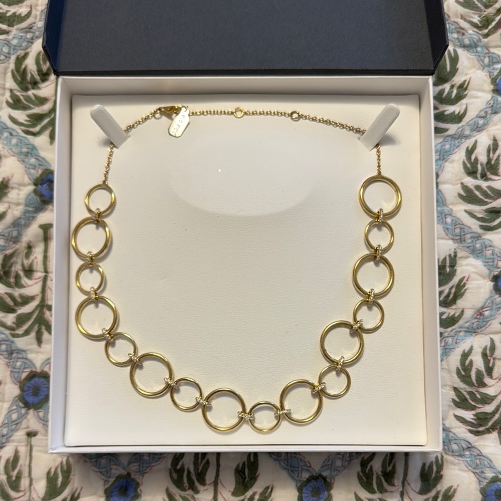Ela Rae Sterling Silver 14 Karat Gold Overlay Necklace with White Zirconia